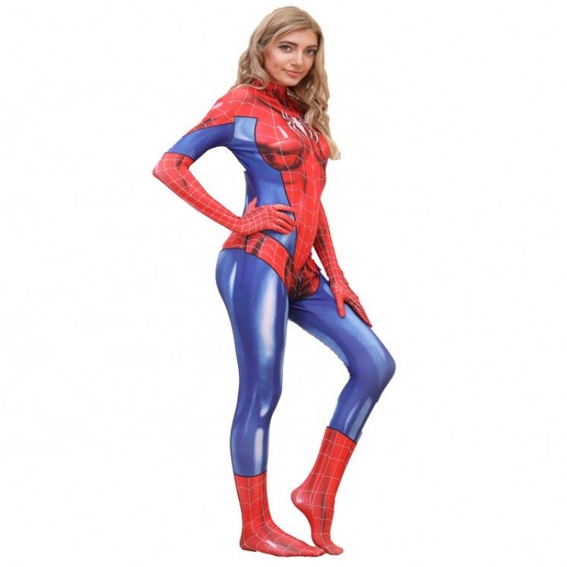 Partihandel plus size Halloween Prop Movie Performance Wear for Woman Spiderman Spiderwoman Costumes Set