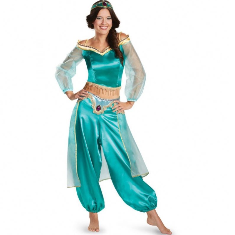 Speluniformer Europe och USA Halloween Costumes Cosplay Sexig Aladdin Magic Lamp Jasmine Princess Dress