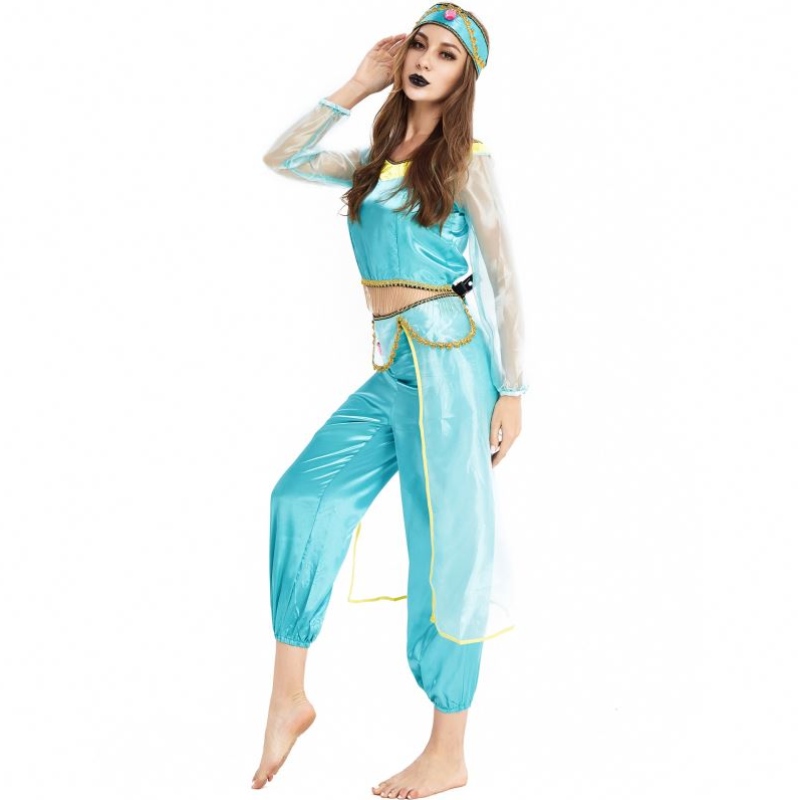Speluniformer Europe och USA Halloween Costumes Cosplay Sexig Aladdin Magic Lamp Jasmine Princess Dress