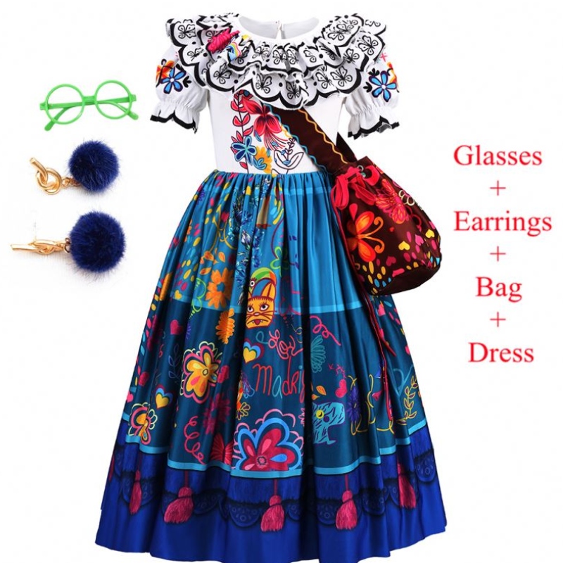 Baige Kids Mirabel Madrigal Movie Costume Halloween Carnival Cosplay Girls Birthday Festy Princess Encanto Dresses