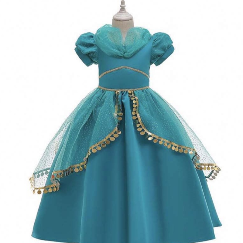 Halloween Little Girls Jasmine Princess Dress Aladdin Cosplay Princess Jasmine för 2-10 år HCAL-004