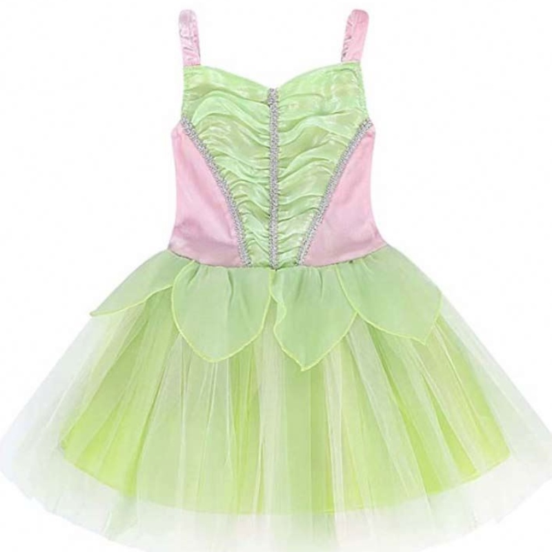 Halloween Cosplay Baby Girls Party Christmas Green Flower Fairy Tinker Bell Outfit With Butterfly Wings Set HCTB-005