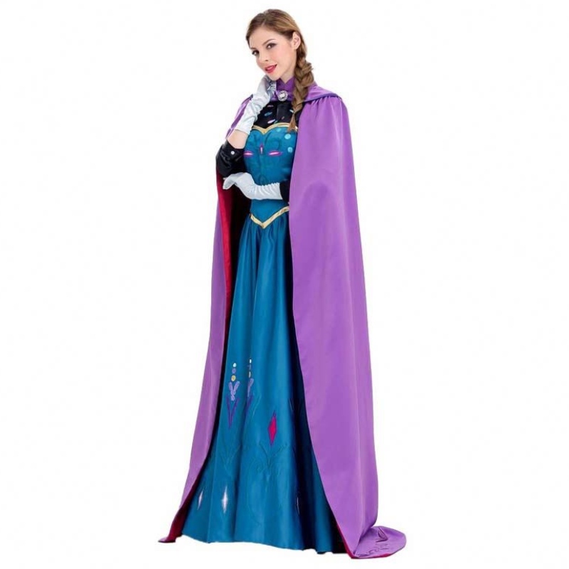 Women Dress 2022 Women's Princess Anna Adult Elsa Costume With Cloak Gloves SZAC-003