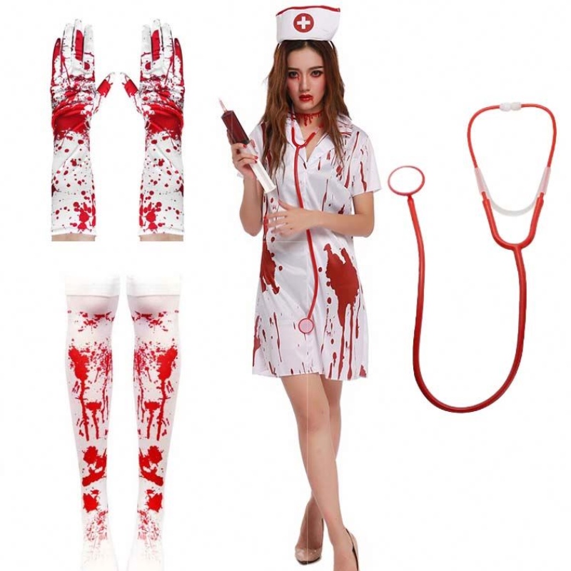 2022 Halloween Killer Caregiver Women Zombie Nurse Bloody Costume HCVM-016