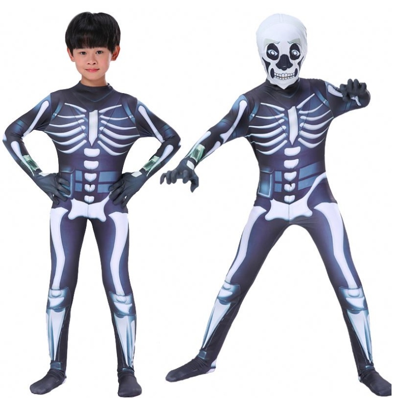 Tillverkare grossist barns halloween kostym skelett bodysuit cosplay costumes fest cosplay