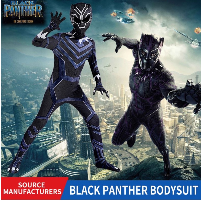 Barn kostym cosplaykläder svart panther bodysuit Marvel superhjälte kostymer fest