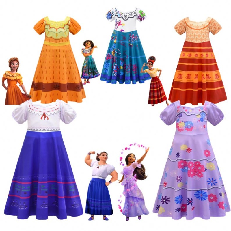 Magic Full House Encanto Clothing Outfit Kids Dress Up Costume Festival Short Sleeve Princess Dress Encanto Mirabel Cosplay