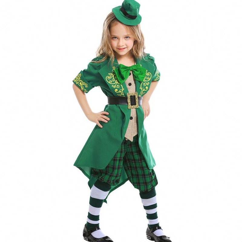 Barn Halloween Irish Elf Performance Uniform Outfit St. Patrick \\ 's Day Girl Leprechaun Costume DGHC-089