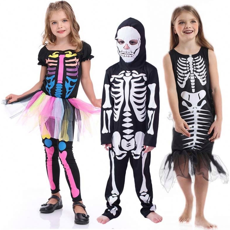 Halloween Fearome Dress Up Skeleton Girl Boy Kids Bones Costume HCVM-002