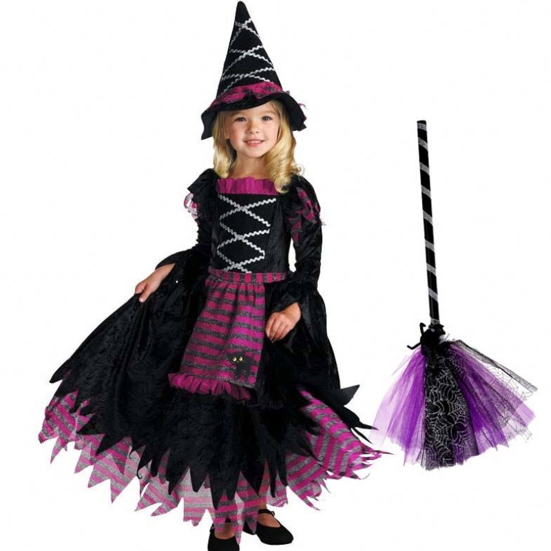 Nya produktidéer 2022 Halloween Deluxe Party Fairytale Witch Costume For Girls With Witchy Hat HCVM-007