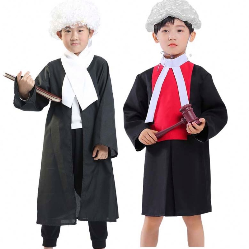 Halloween Kids Performance Cosplay Coats Kindergarten Ockupation Judge Robes Stage Party Dress Children Advokat Costume HCBC-007