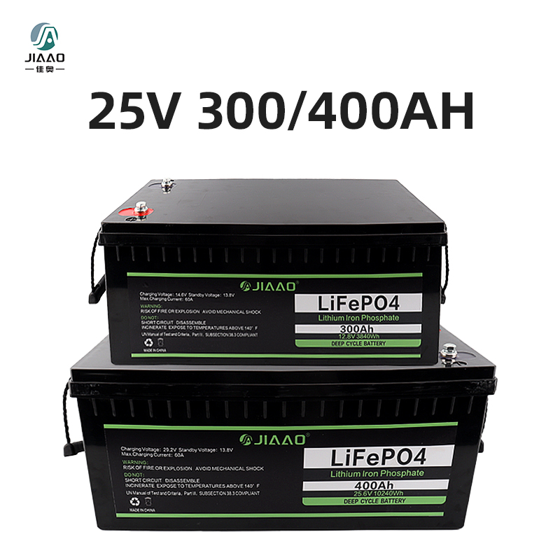 25V 300/400Ah uppladdningsbara LiFePO4 litiumjonbatterier batteri med bluetooth BMS