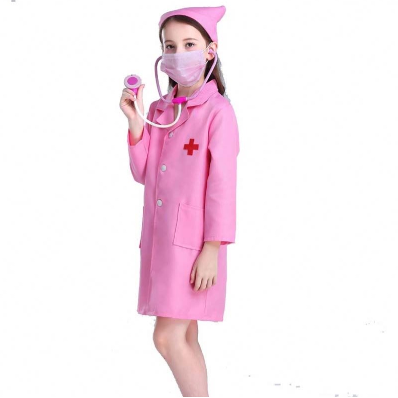 Kids Doctor Nurse Uniform Cosplay Boy Girl White Pink Kids Nurse Costume HCBC-011
