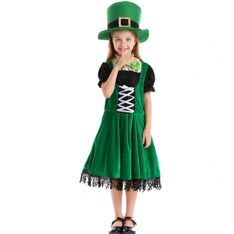 Högkvalitativ Elf Children Cosplay Fancy Party Dress Carnival Leprechaun St. Patrick \\ 's Day Halloween Cosplay Costume
