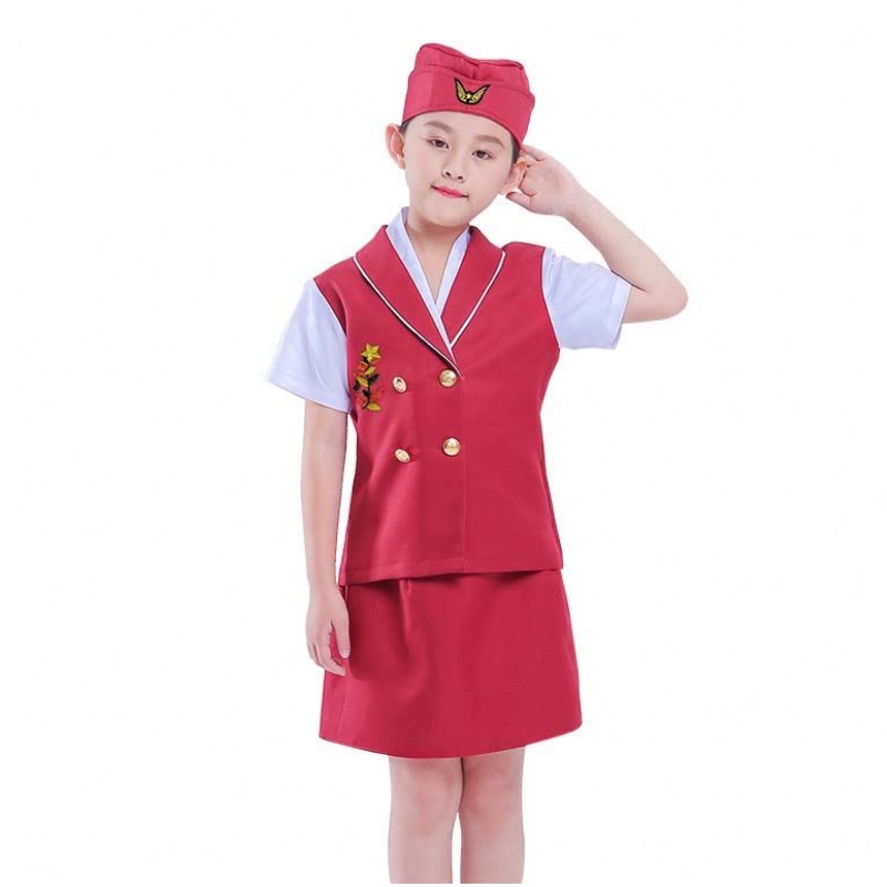 Carnival Party Costume Kids Girls Halloween Flight Attendant Airline Stewardess Costume HCBC-023