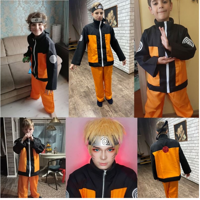 Barn&astults Japanese Anime Akatsuki Cosplay Costume Kids Anime Outfit Suits With Headband Kids Fantasy Show