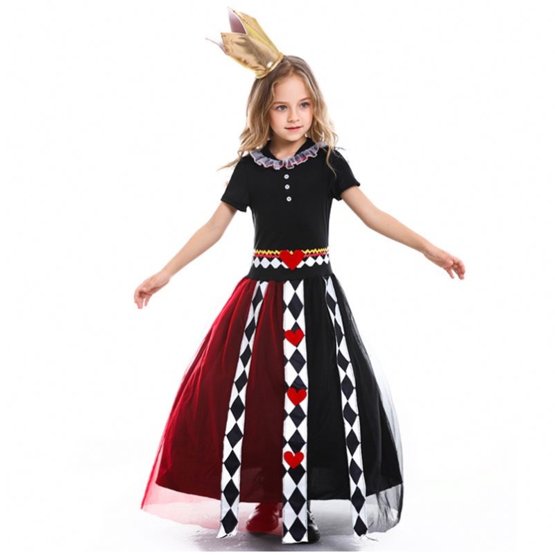 Girls Alice in Wonderland Red Queen of Heart Cosplay Costume Kids Halloween Performance Fancy Dress Children Queen Cosplay