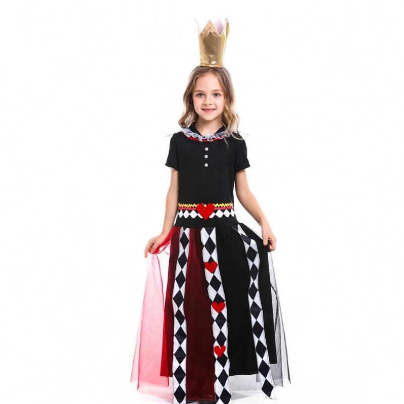 Girls Alice in Wonderland Red Queen of Heart Cosplay Costume Kids Halloween Performance Fancy Dress Children Queen Cosplay