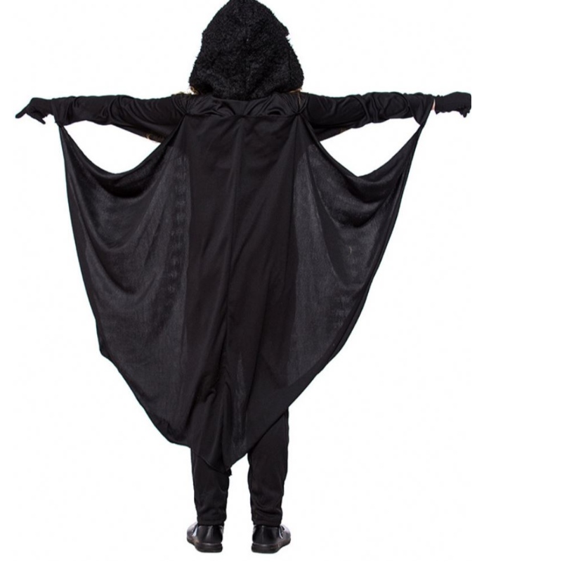 Barn barn cosplay kostymer häxa karneval halloween cosplay kostymer unisex svart bat halloween jumpsuit med ängelvinge