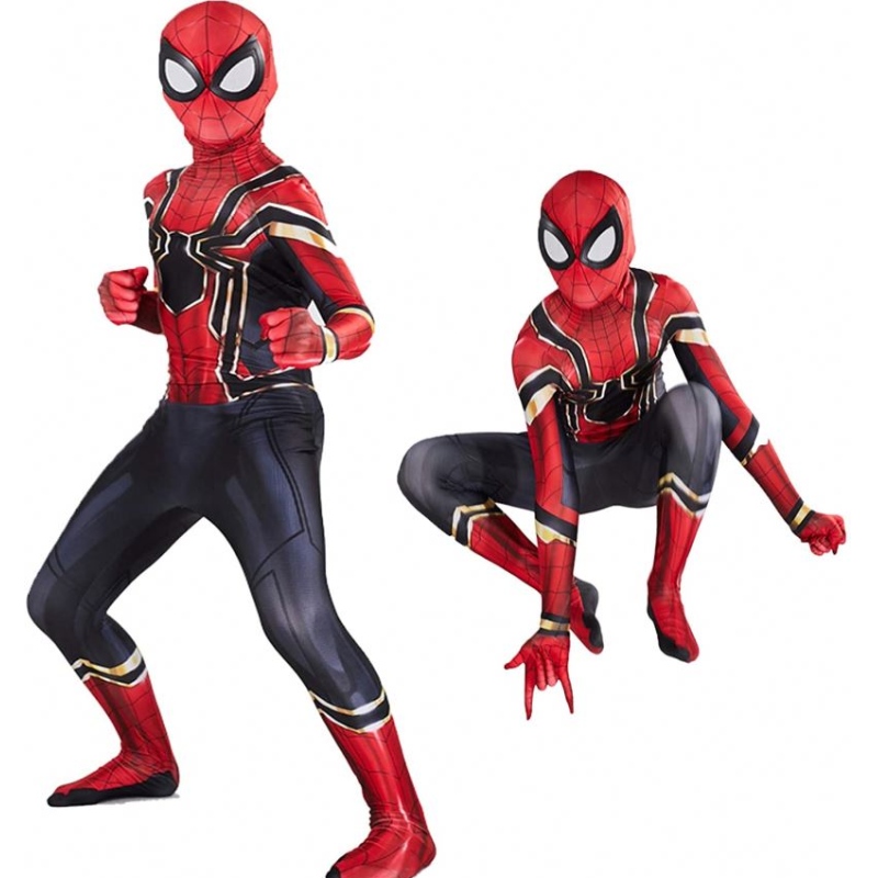 Barn halloween kostymkompatibel superhjälte spiderman kostym passar barn party cosplay 3d stil bästa gåvor