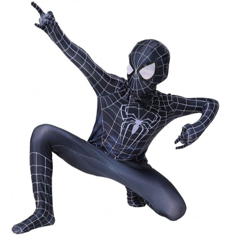 Högkvalitativ spiderman kostym snygg klänning vuxen och barn halloween kostym röd svart spandex 3d cosplay kläder