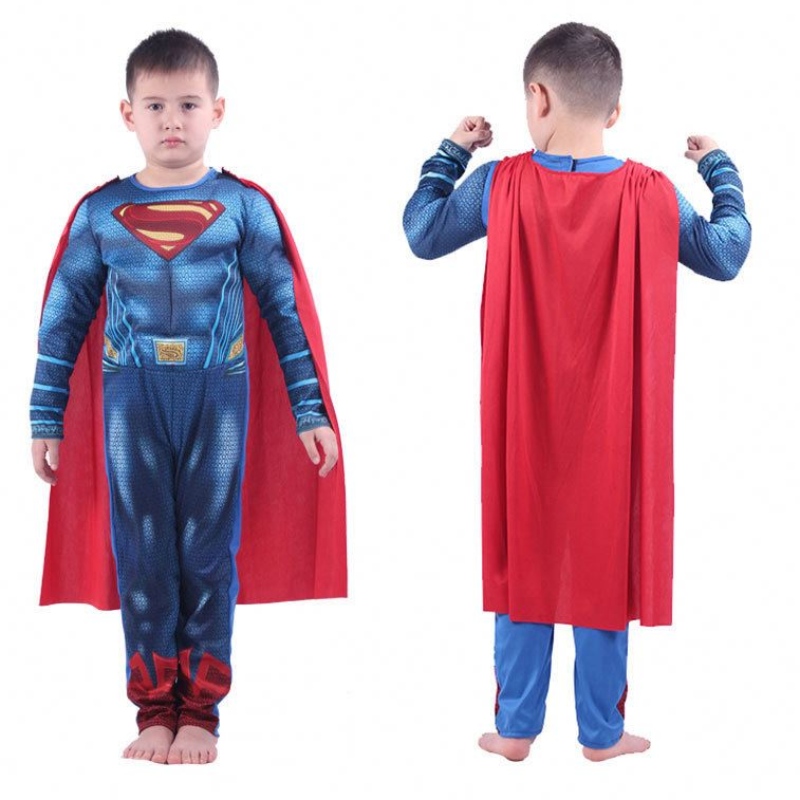 Halloween cosplay fest fancy klänning barn superhjälte superhjälte muskel kostym barn super man kläder