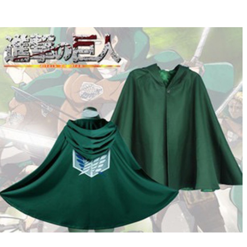 Cosplay costume japansk anime hoodie cosplay costume green cape mens kläder attack på ti-tan