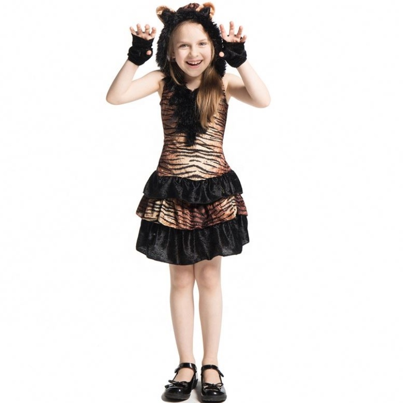 Het Selling Girls Halloween Animal Cosplay Costume Halloween Party Tiger Fancy Costume For Kids