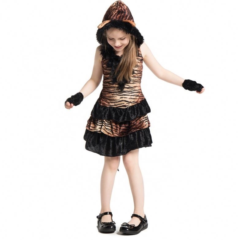 Het Selling Girls Halloween Animal Cosplay Costume Halloween Party Tiger Fancy Costume For Kids