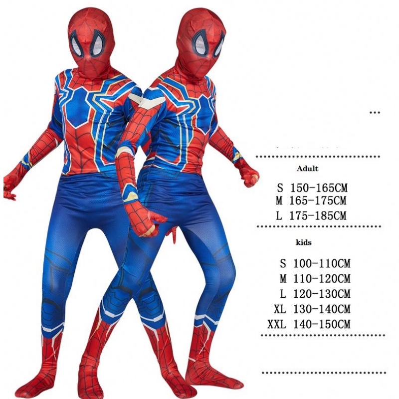 Barndräktkompatibel superhjälte kostym -duits Kids Halloween Cosplay Costumes 3D Style Spiderman Suit for Kids