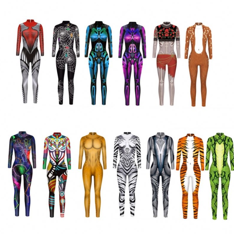 Halloween bodysuit robot punk jumpsuit catsuit sexiga kvinnor cosplay kostymer