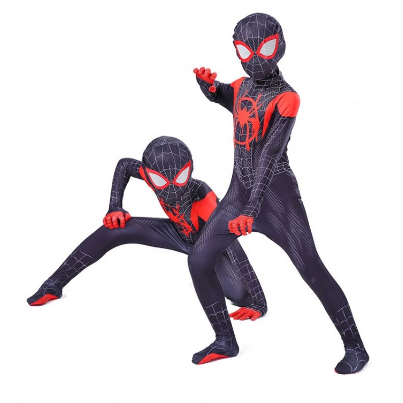 Nya Miles Morales långt hemifrån cosplay kostym zentai spiderman kostym superhjälte bodysuit spandex kostym för barn skräddarsydd