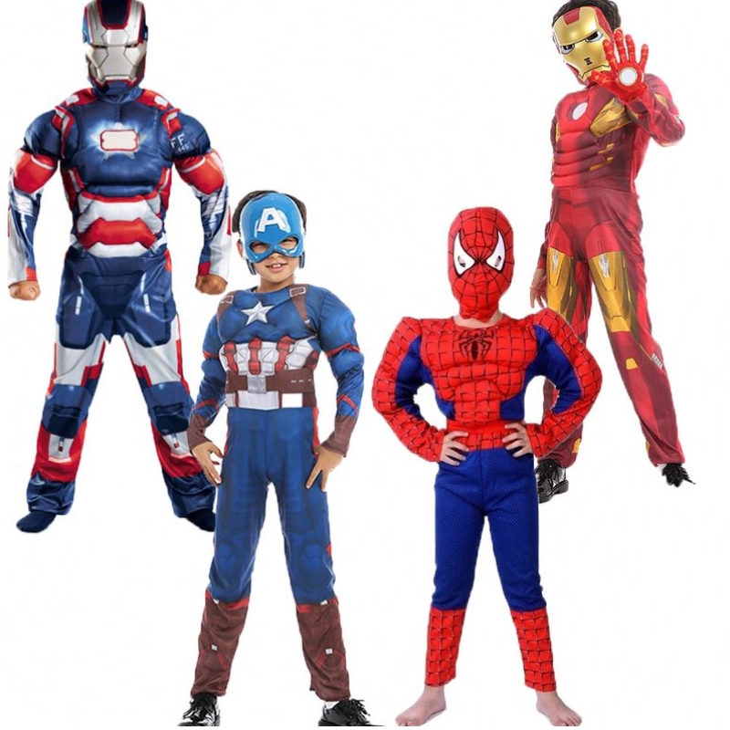 Iranman CaptainAmerica Spiderman Muscle Children Halloween Costume Superhero TV&movie Cosplay Costume