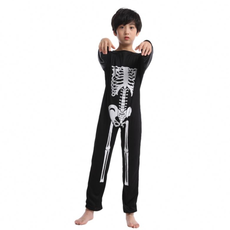 Kostym Kids Halloween Zombie Costume Cosplay Scary Skeleton Skull Costume Jumpsuit Full Set Carnival Party Clothing