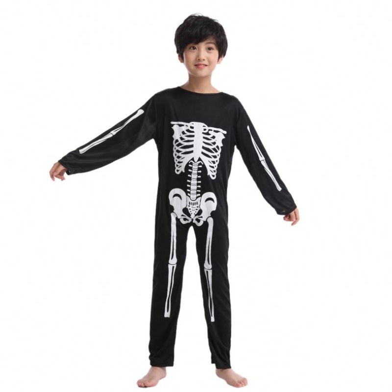 Kostym Kids Halloween Zombie Costume Cosplay Scary Skeleton Skull Costume Jumpsuit Full Set Carnival Party Clothing