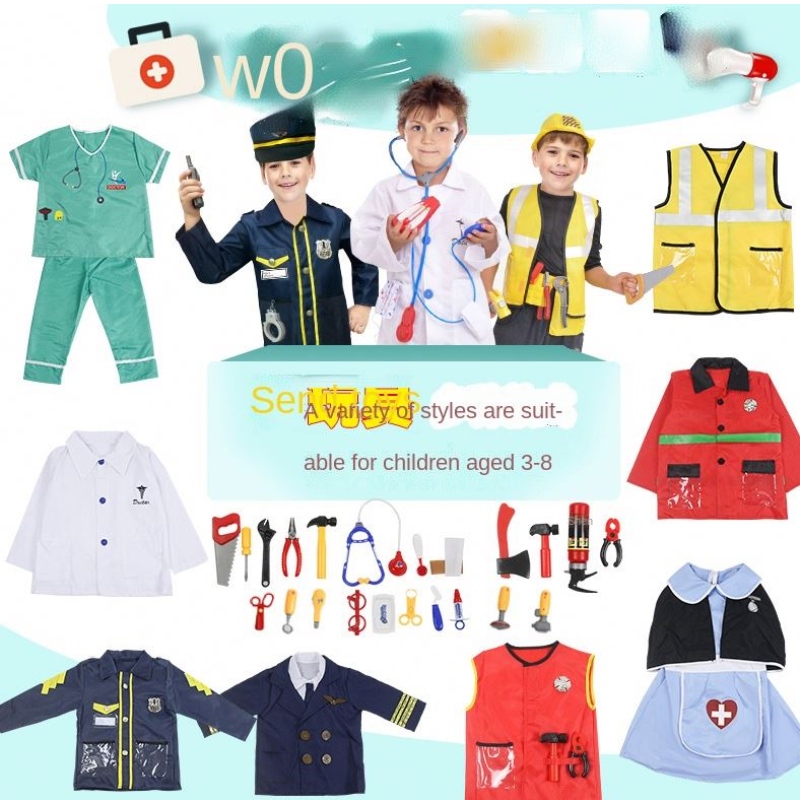 Children Doctor Uniform Cosplay Child/firefighter/pilotingenjör/cook/nurse cosplay costume