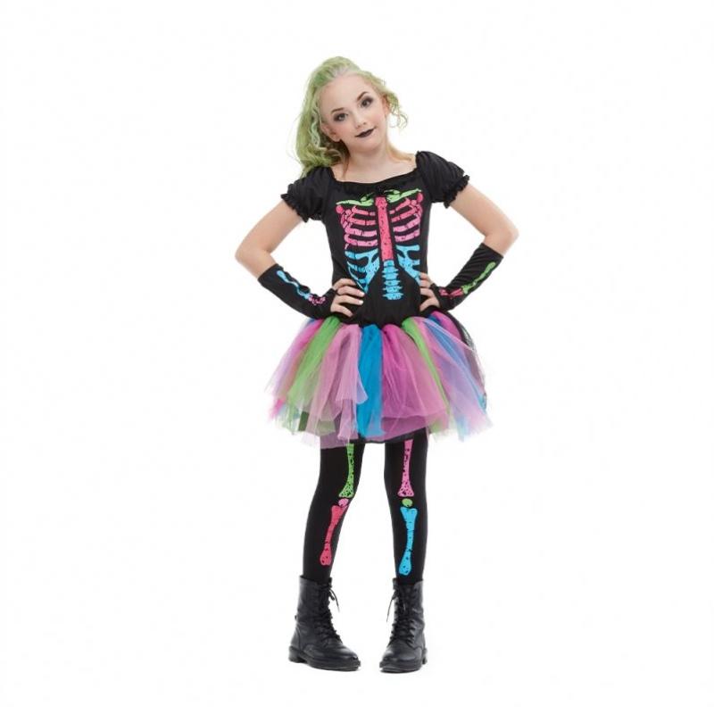 2021 Ny ankomstflickakostym Toddler Funky Punky Bone Costume Halloween Costume For Kids