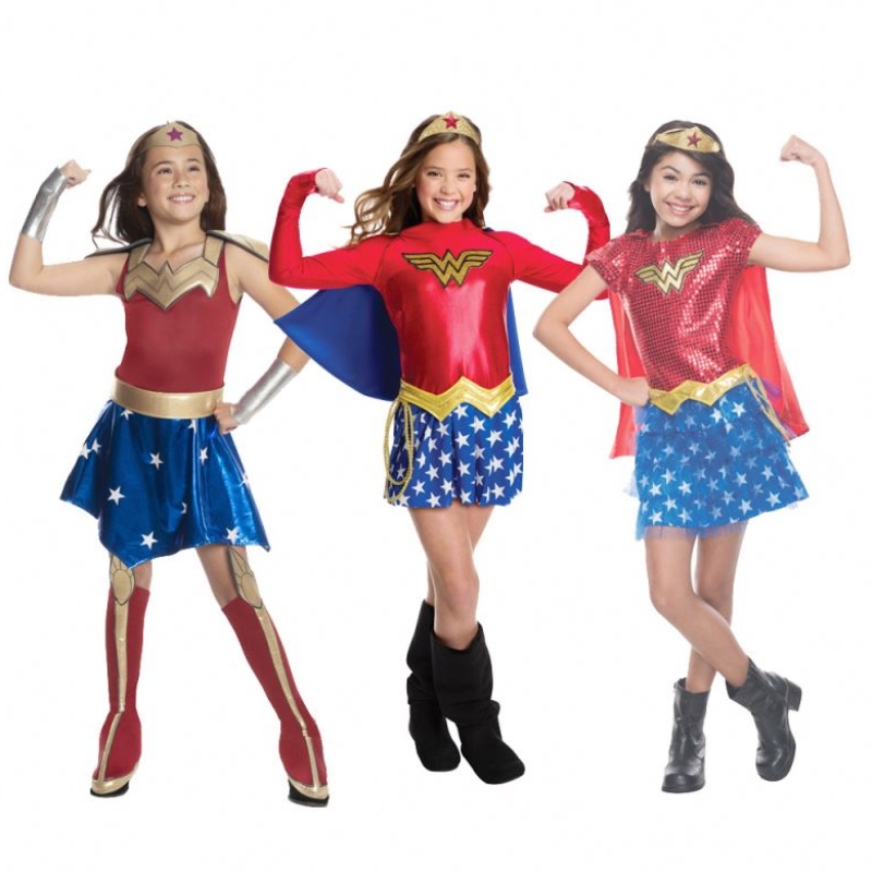 Barn Super Cosplay Costumes Super Girls Dress Superwoman klänning Super Halloween kläder