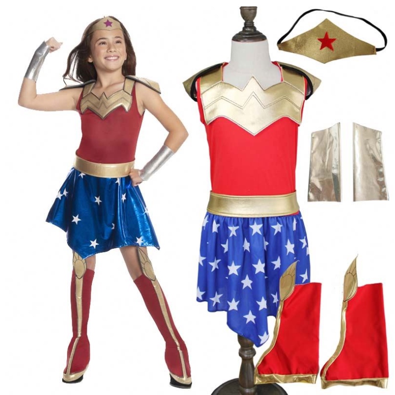 Barn Super Cosplay Costumes Super Girls Dress Superwoman klänning Super Halloween kläder