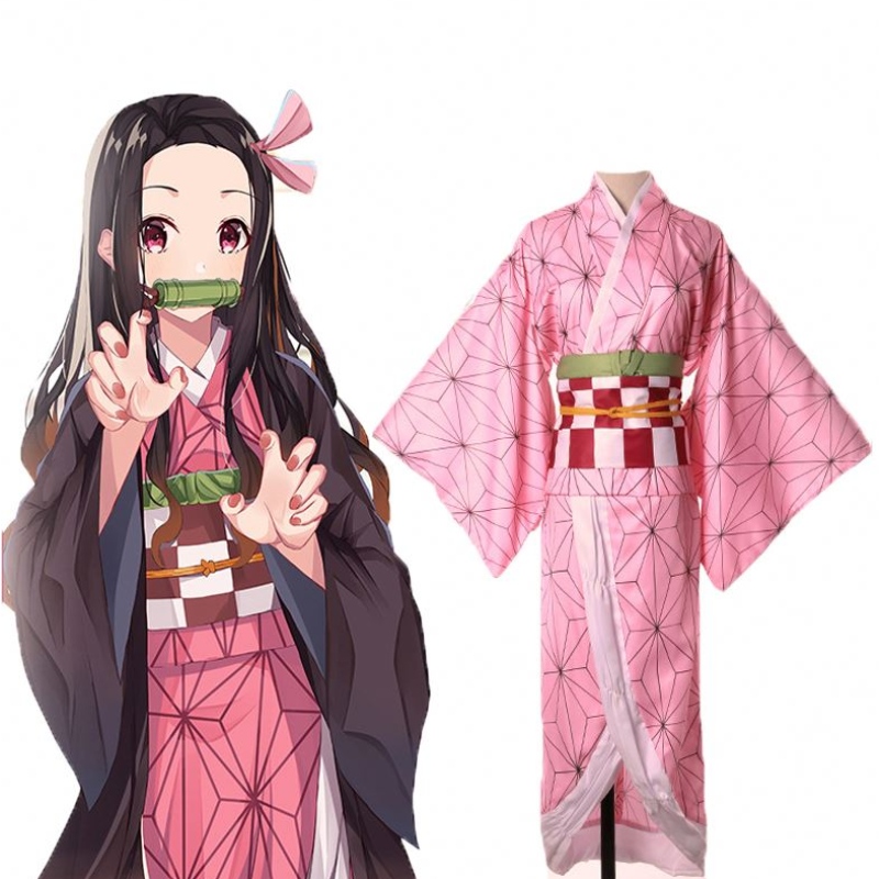 Vuxna barn anime demon slayer kimetsuno yaiba tanjirou kamadonezuko zenitsu shinobu cosplay kvinnor kimono cosplay costume peruk