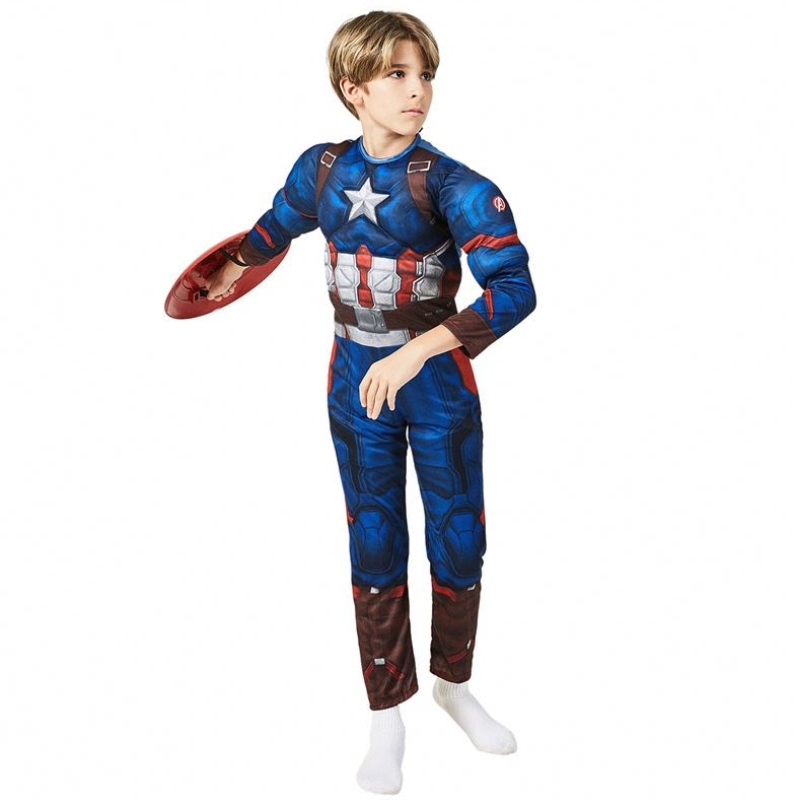 Boy TV&movie kostym Captain Cosplay Jumpsuit Child Superhero Costume Child Kids Happy Halloween Fantasy Show