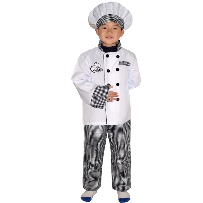 Ny stil Kids Chef Costume Halloween Party Cosplay Clothing Roll Spela Girl \\ 'S och Boy \\' s Chef Apron Costume