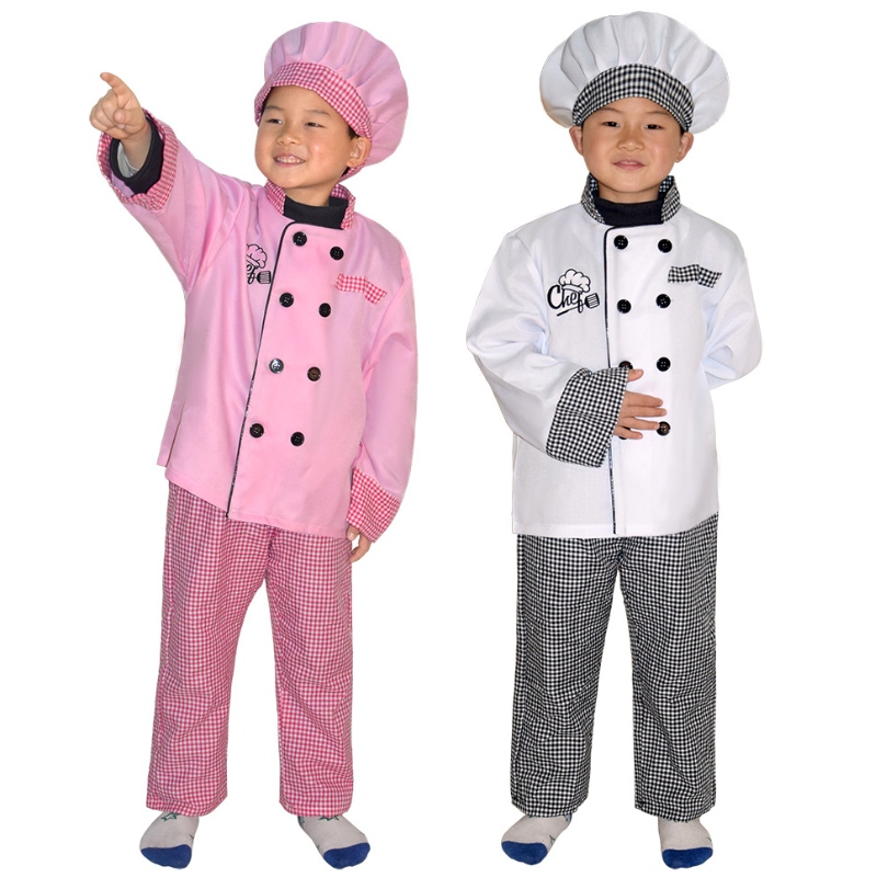 Ny stil Kids Chef Costume Halloween Party Cosplay Clothing Roll Spela Girl \\ 'S och Boy \\' s Chef Apron Costume