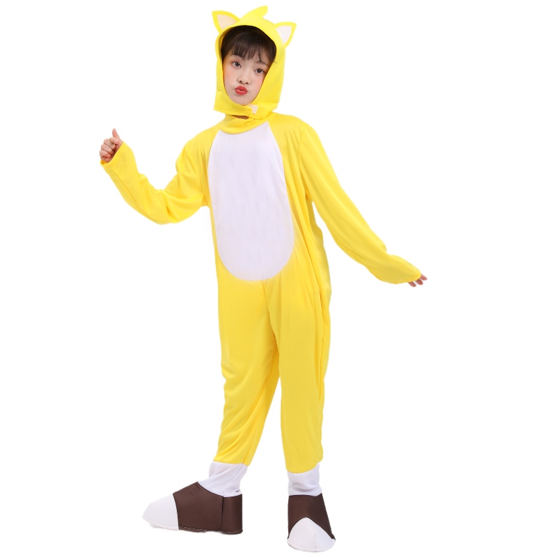 Partihandel Halloween Yellow Fox Tarrs supersonisk pojkekostym Hedgehog Sonic Suits Cosplay Costume för barn