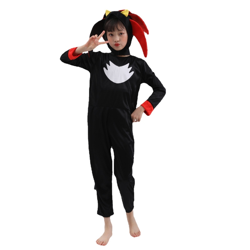 Hot Selling Supersonic Kid Super Black Sonic Black Shadow Charter Costume för Halloween