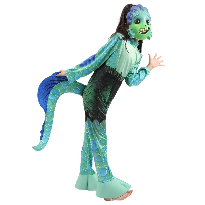 Ny stil barn film Sea Monster Cosplay Jumpsuit Boys Luca Halloween Costumes for Children