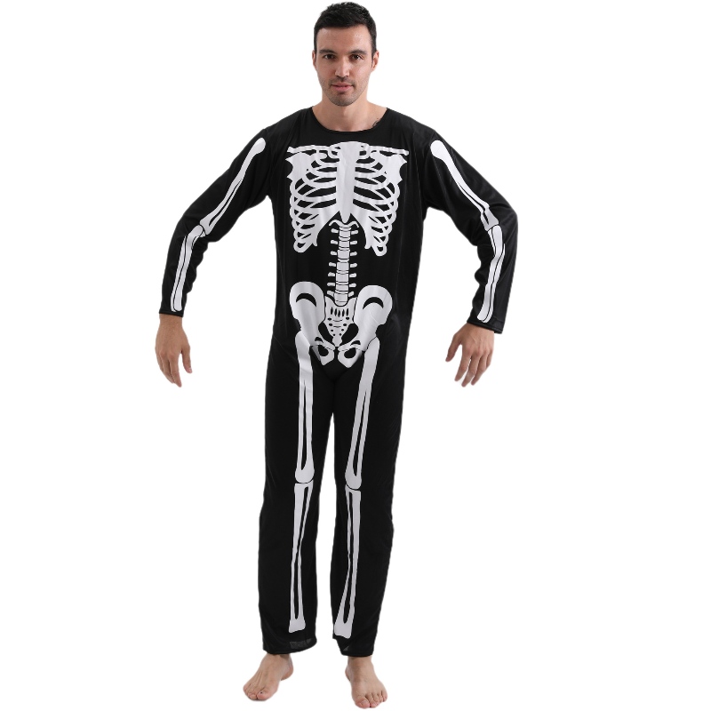 2022 Amazon Adult Jumpsuit Halloween Party Costume Jumpsuit med skelettbentryck för män