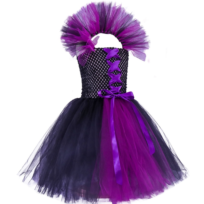 Amazon Hot Selling Children's Halloween Dress Girls Tutu Dress Witch Dress pannband