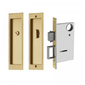 1801-BK Modern Rectangular Pocket Sliding Door Mortise Lock, Heavy Duty Pull Handle for Privacy Function