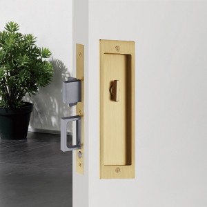 1801-BK Modern Rectangular Pocket Sliding Door Mortise Lock, Heavy Duty Pull Handle for Privacy Function